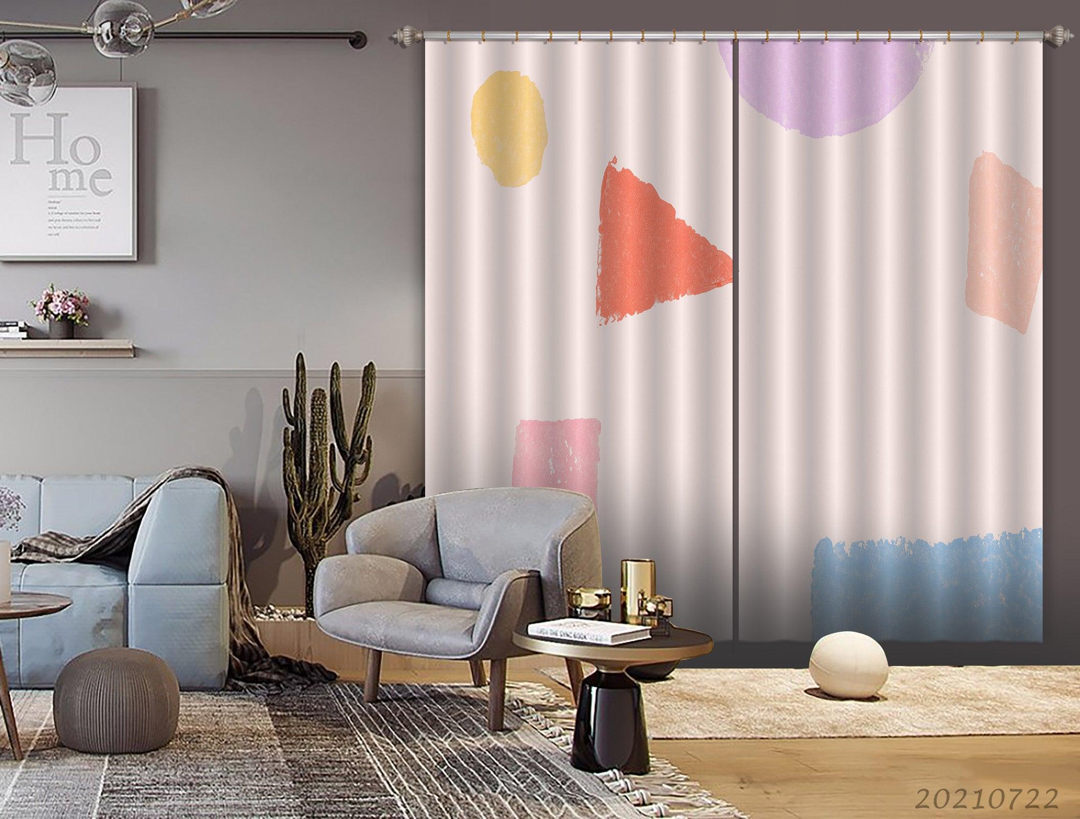 3D Abstract Color Geometry Curtains and Drapes LQH 248- Jess Art Decoration
