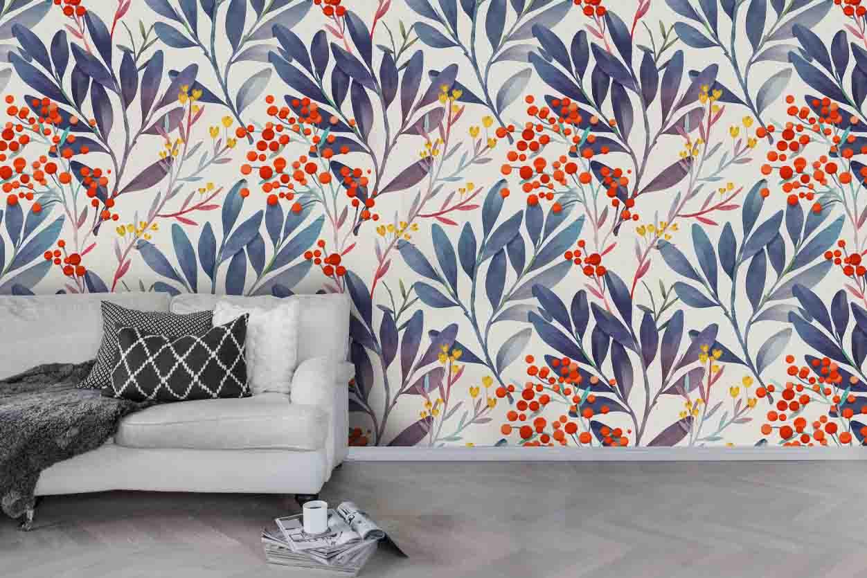 3D Plants Branch Leaves Wall Mural Wallpaper 60- Jess Art Decoration