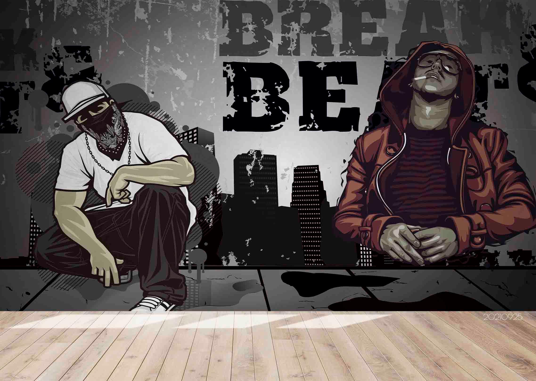 3D Hip Hop Boy urban hip hop character mural wall mural wallpaper for teen room - view 4