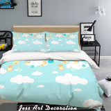 3D Cartoon Animals White Clouds Quilt Cover Set Bedding Set Pillowcases 21- Jess Art Decoration