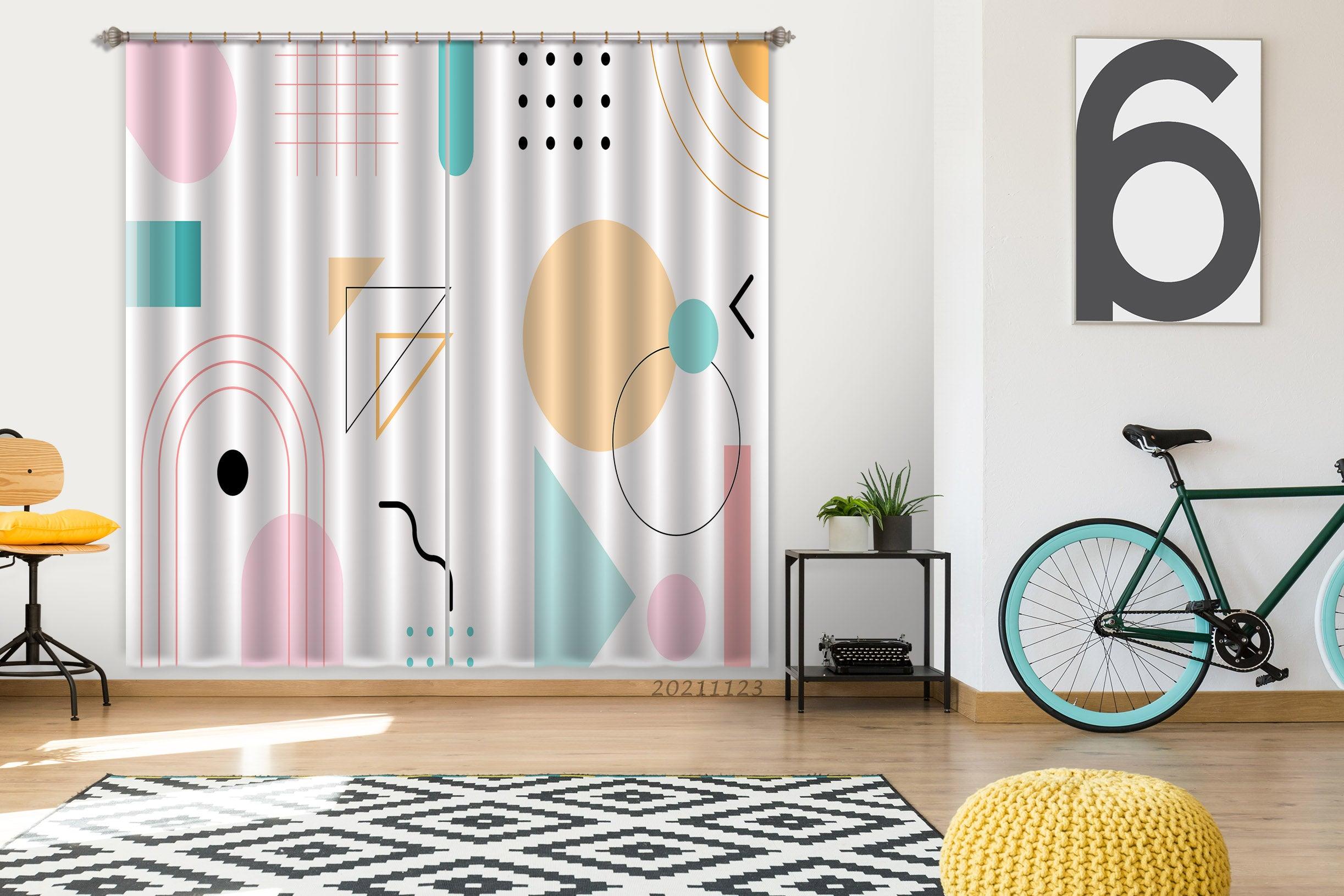 3D Abstract Color Geometry Curtains and Drapes LQH 19- Jess Art Decoration