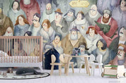 3D Crowd People Watercolour Painting Wall Mural Wallpaper WJ 9414- Jess Art Decoration