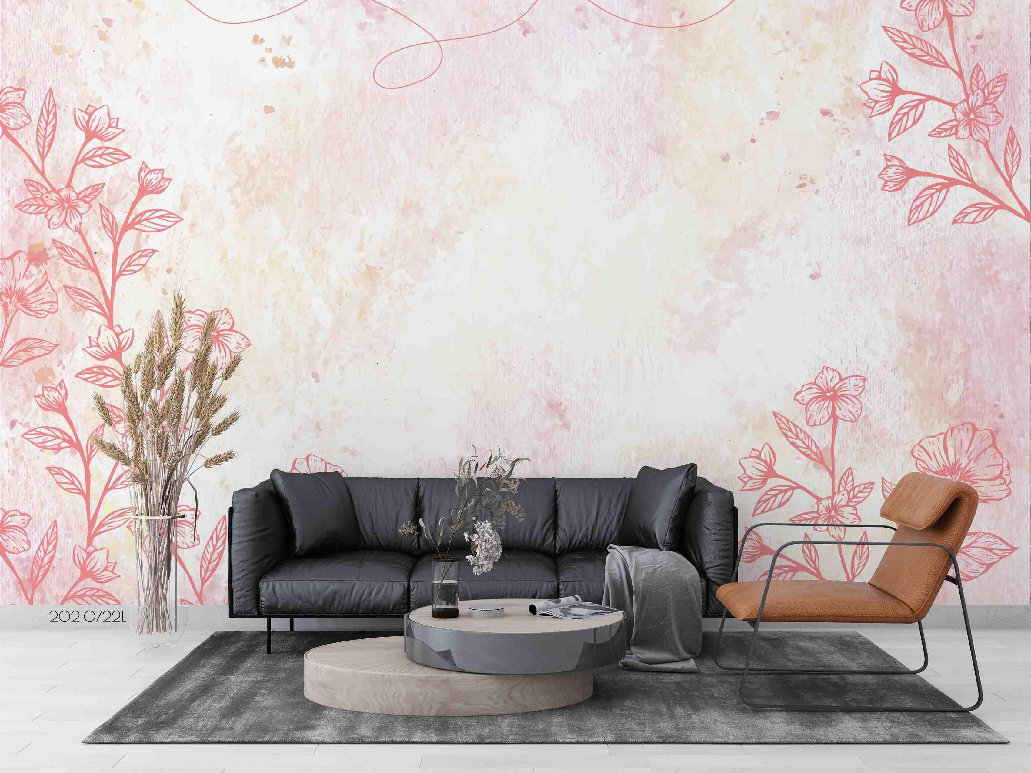 3D Watercolor Pink Floral Wall Mural Wallpaper SWW3597- Jess Art Decoration