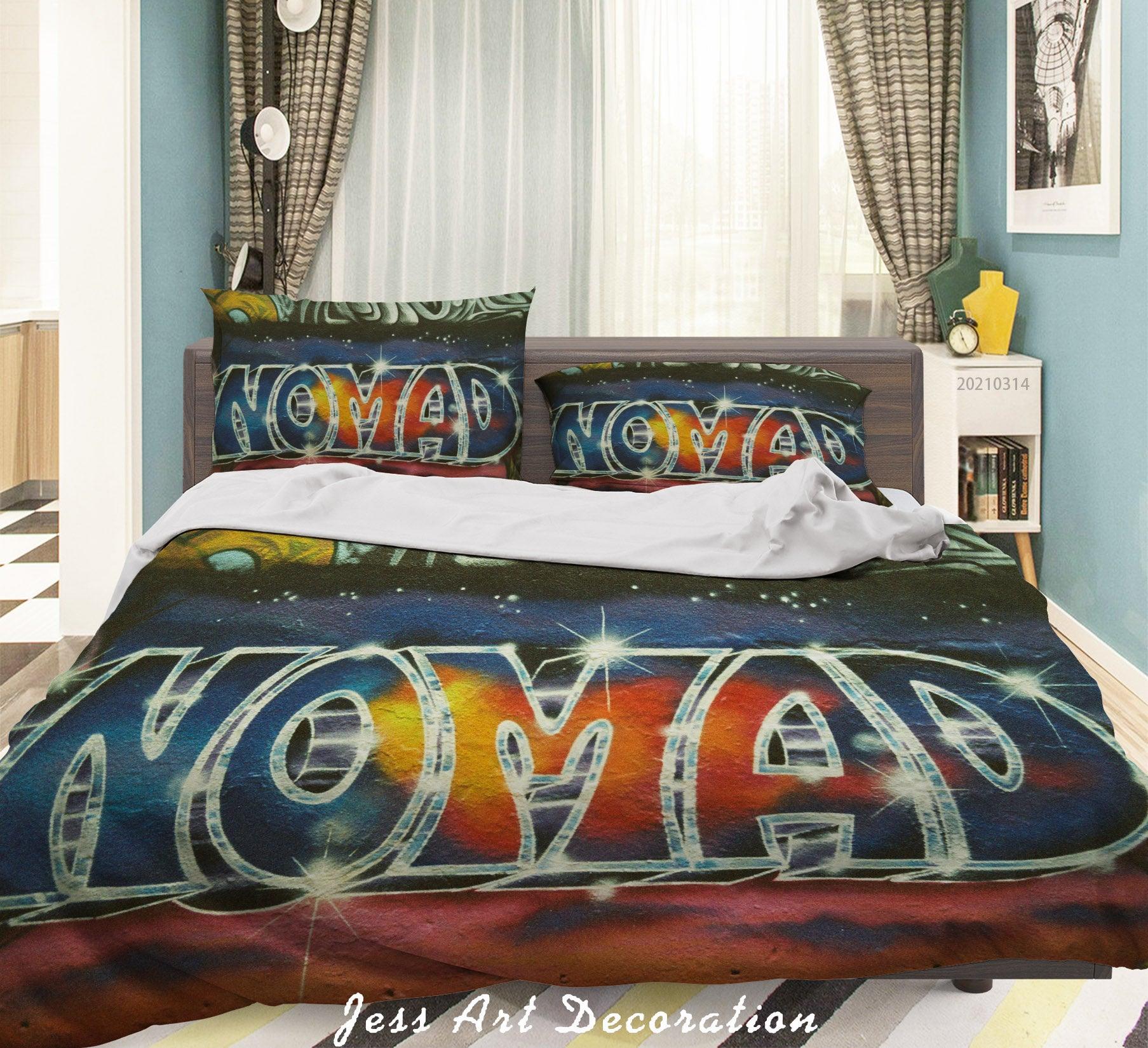 3D Abstract Colored Street Graffiti Quilt Cover Set Bedding Set Duvet Cover Pillowcases 164- Jess Art Decoration