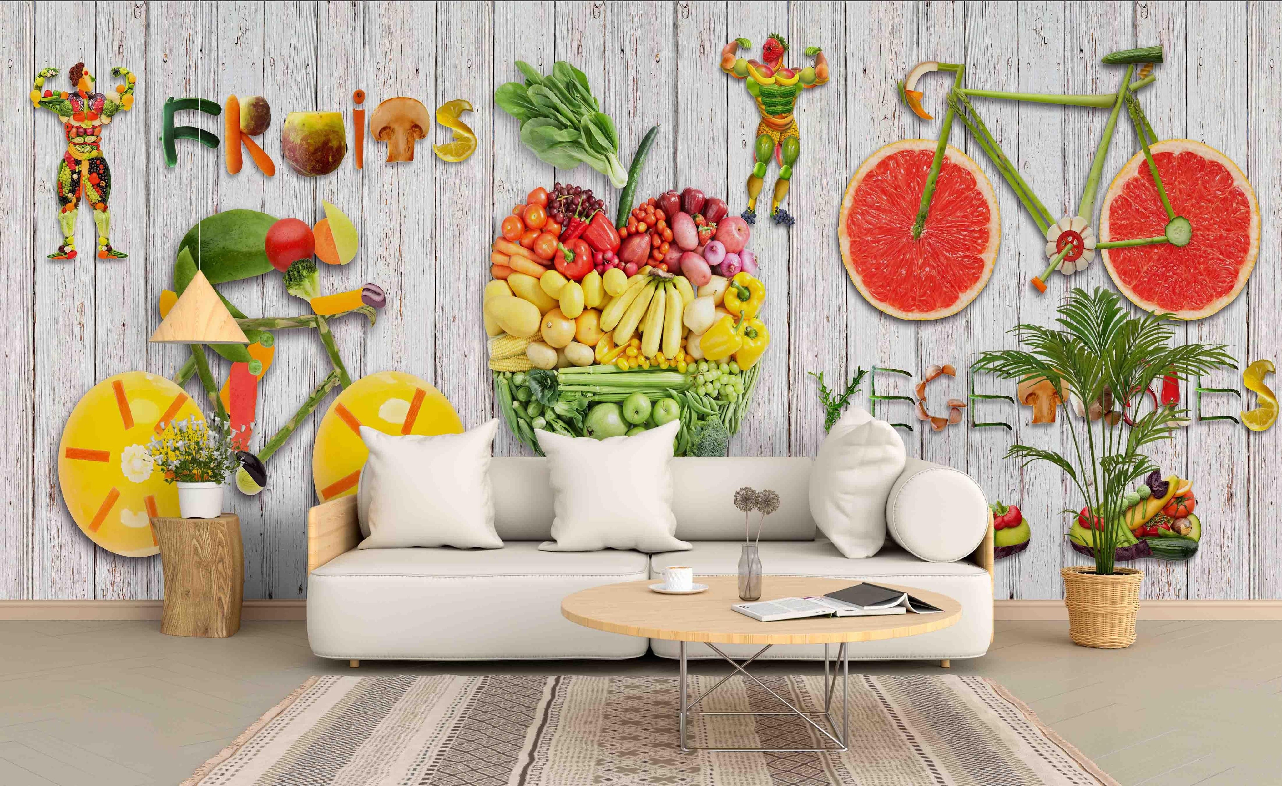 3D Fruit Bicycle Board Wall Mural Wallpaper 237- Jess Art Decoration