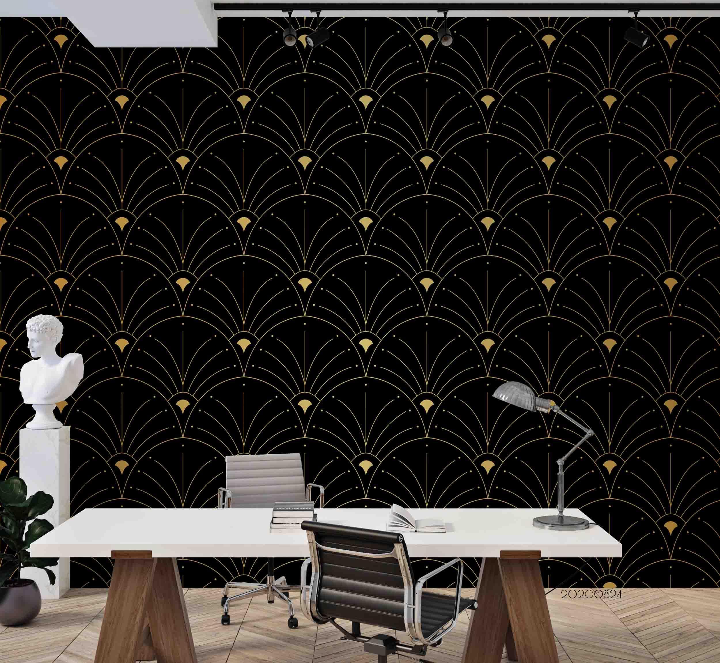 3D Abstract Gold Line Geometric Art Decoration Wall Mural Wallpaper 70 LQH- Jess Art Decoration