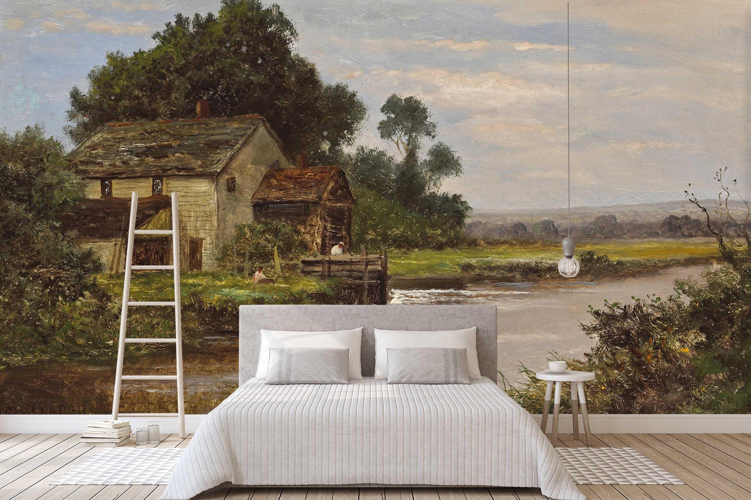 3D old houses countryside oil painting wall mural wallpaper 57- Jess Art Decoration