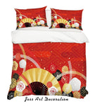 3D Floral Fan Quilt Cover Set Bedding Set Pillowcases 50- Jess Art Decoration
