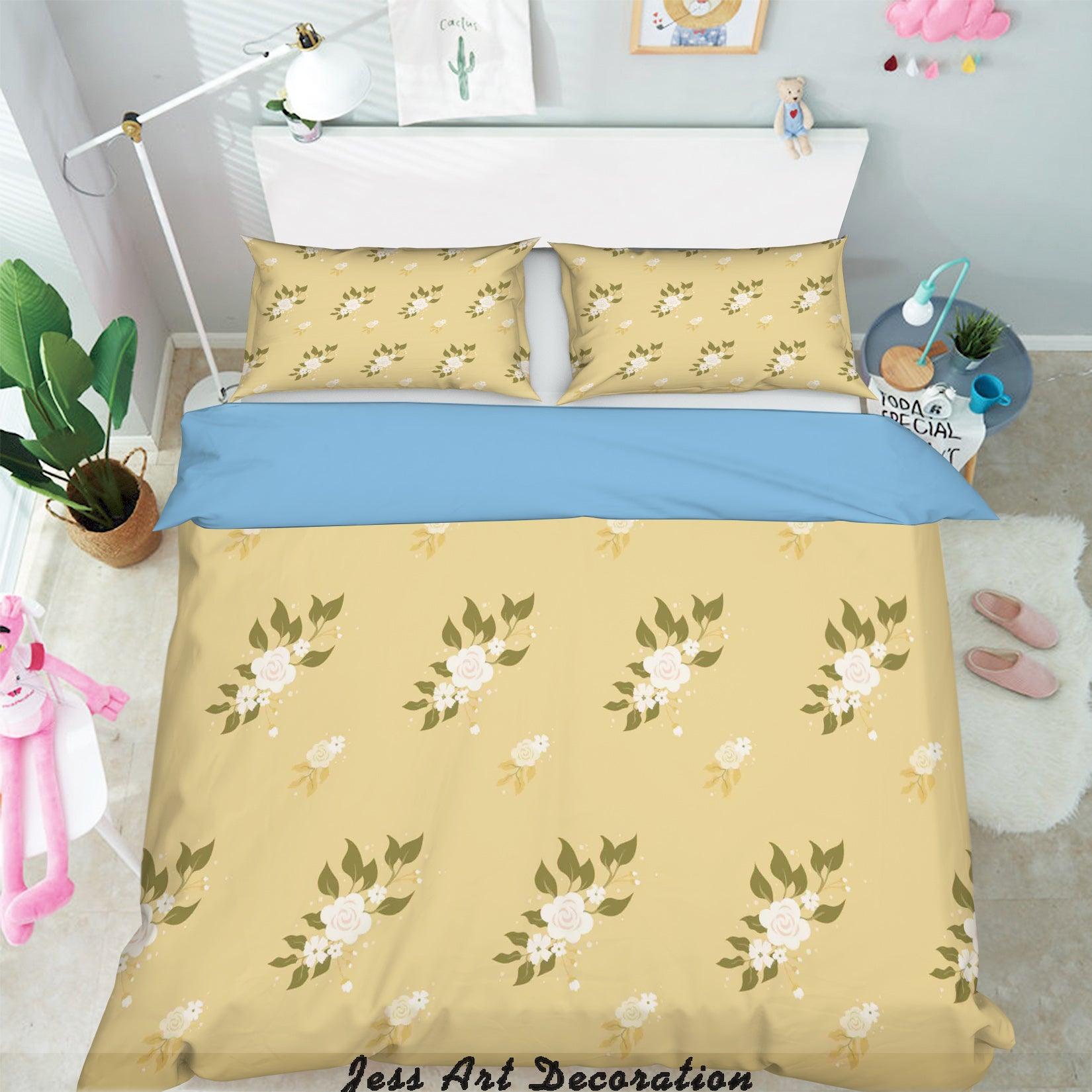 3D White Flowers Pattern Quilt Cover Set Bedding Set Pillowcases 110- Jess Art Decoration