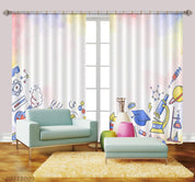 3D Cartoon School Supplies Curtains and Drapes LQH 93- Jess Art Decoration
