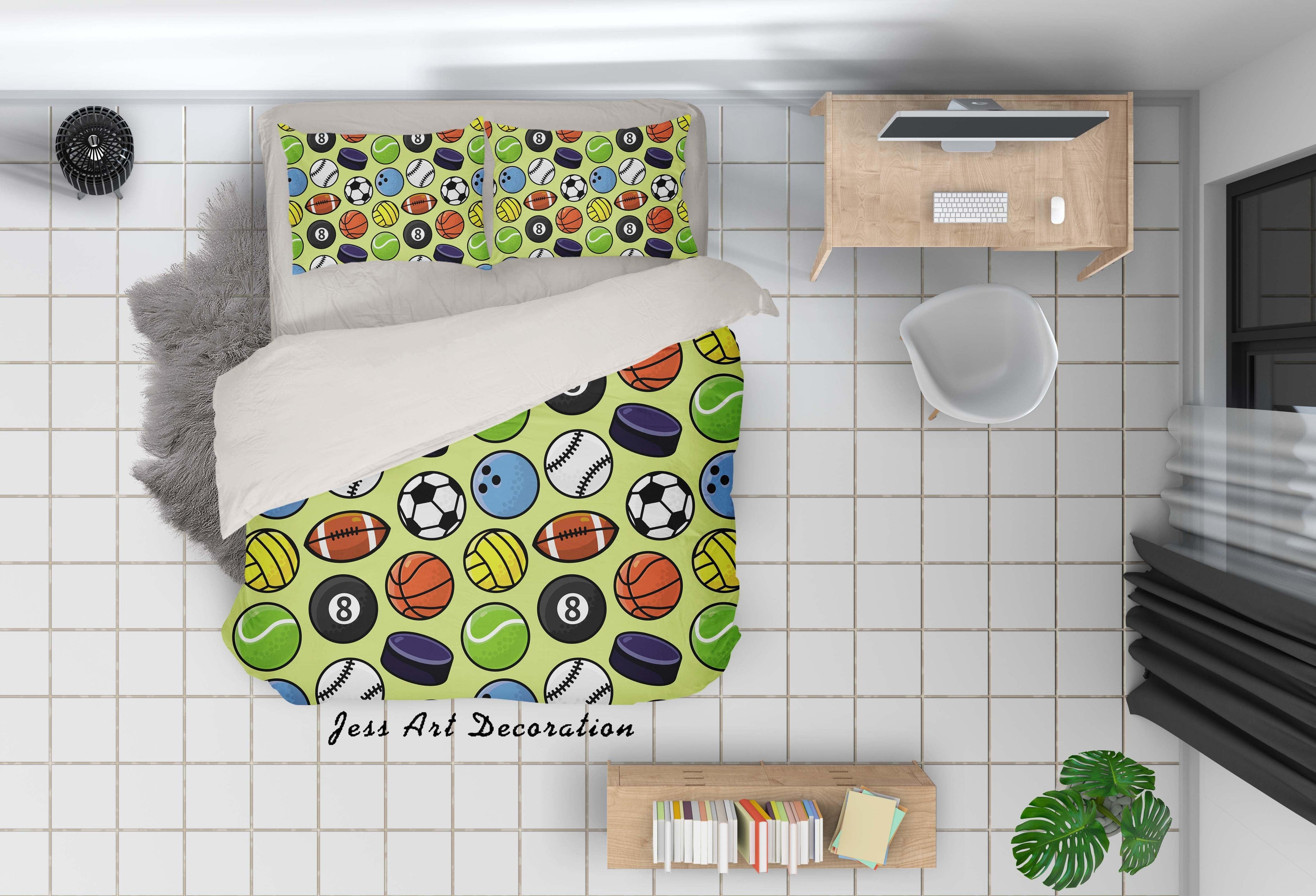 3D Ball Football Basketball Rugby Pattern Quilt Cover Set Bedding Set Duvet Cover Pillowcases WJ 6835- Jess Art Decoration