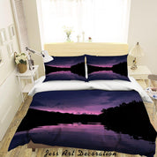 3D Purple Sky Forest Lake Landscape Quilt Cover Set Bedding Set Duvet Cover Pillowcases 238- Jess Art Decoration