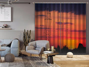 3D Wood Frame Red Sky Sunrise Scenery Curtains and Drapes GD 2231- Jess Art Decoration