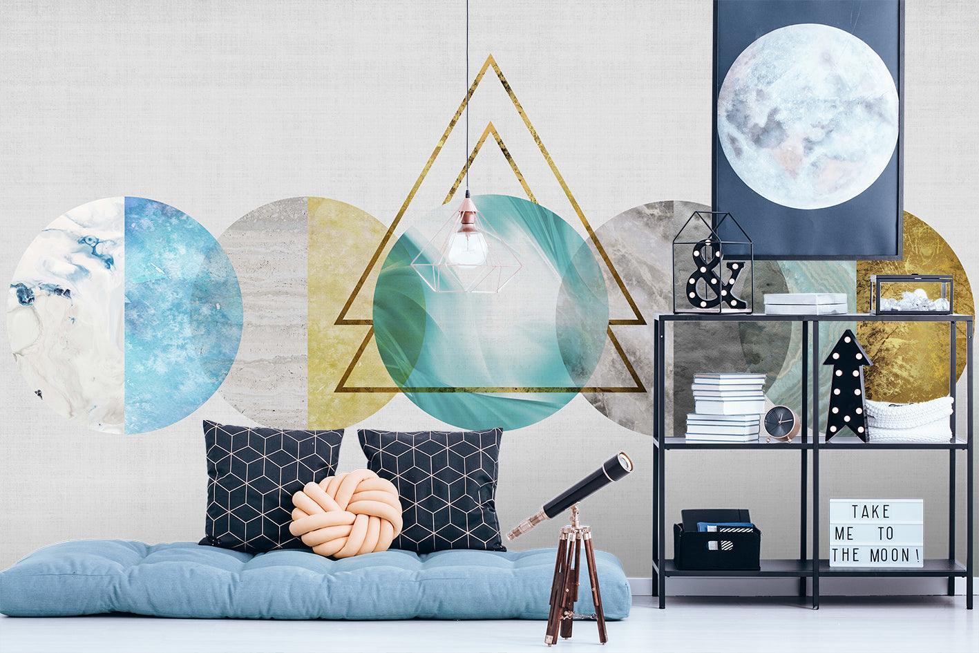 3D Marble Circle Triangle Wall Mural Wallpaper SF29- Jess Art Decoration