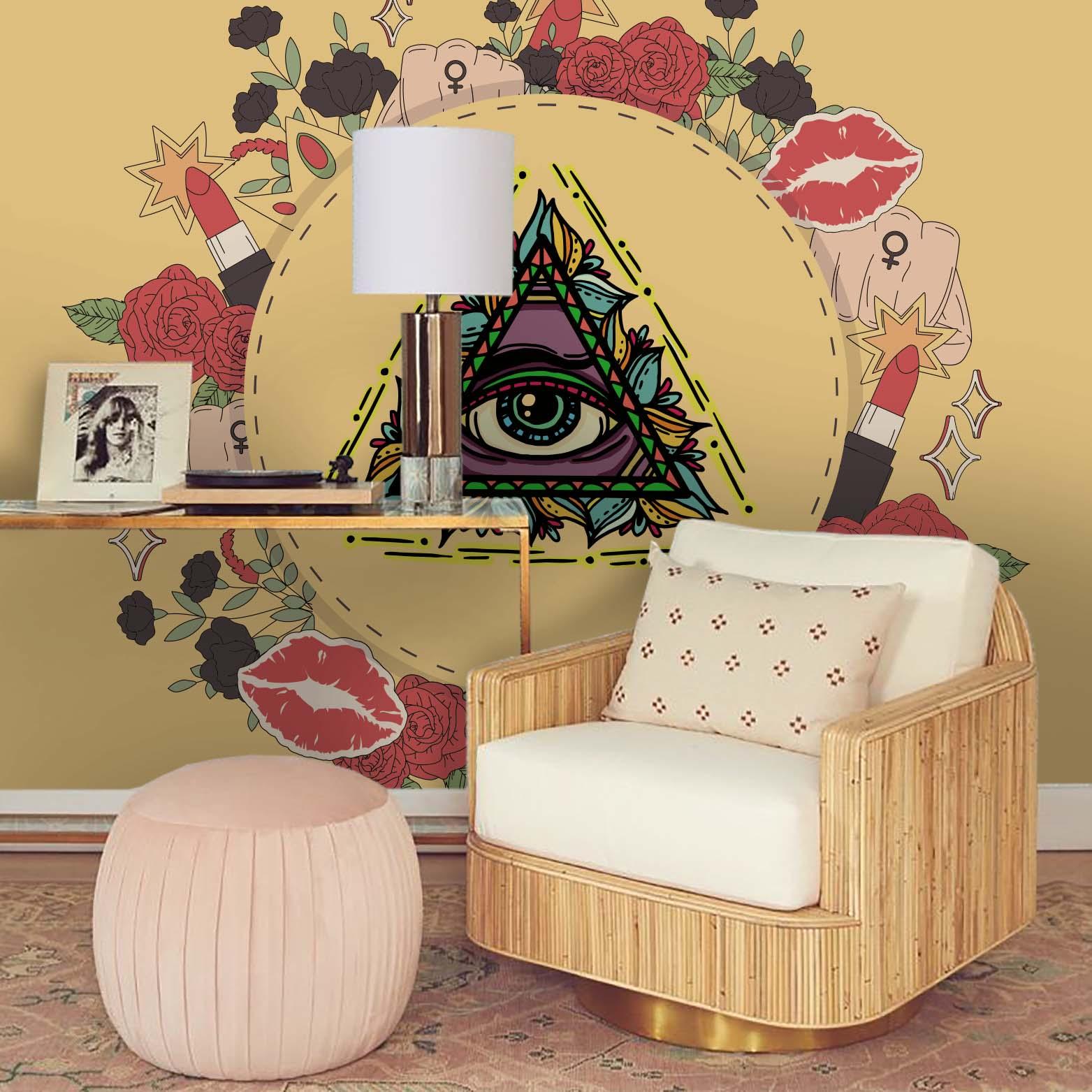 3D Yellow Eye Icon Wall Mural Wallpaper 38- Jess Art Decoration