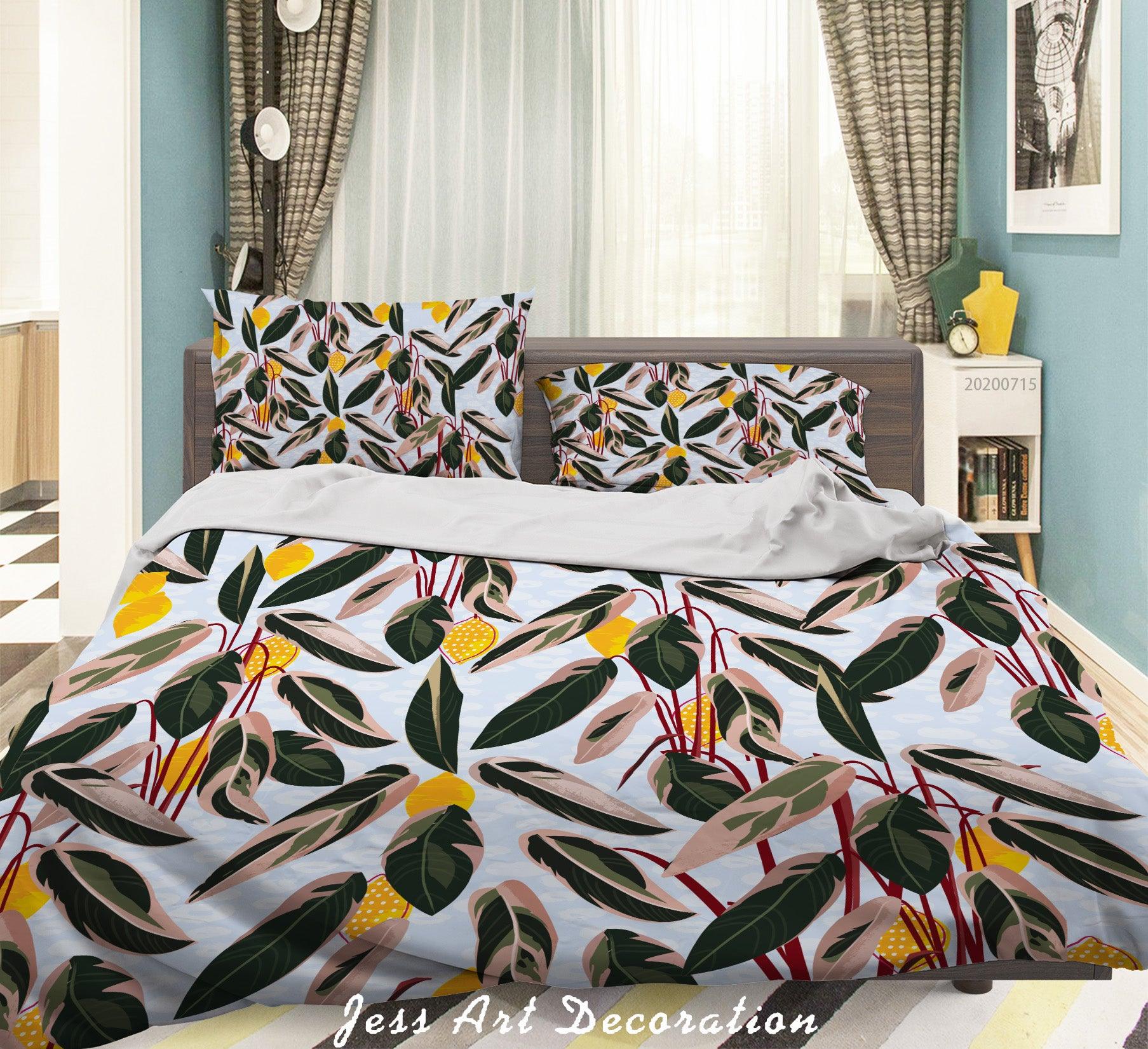 3D Lemon Leaves Pattern Quilt Cover Set Bedding Set Duvet Cover Pillowcases WJ 1594- Jess Art Decoration