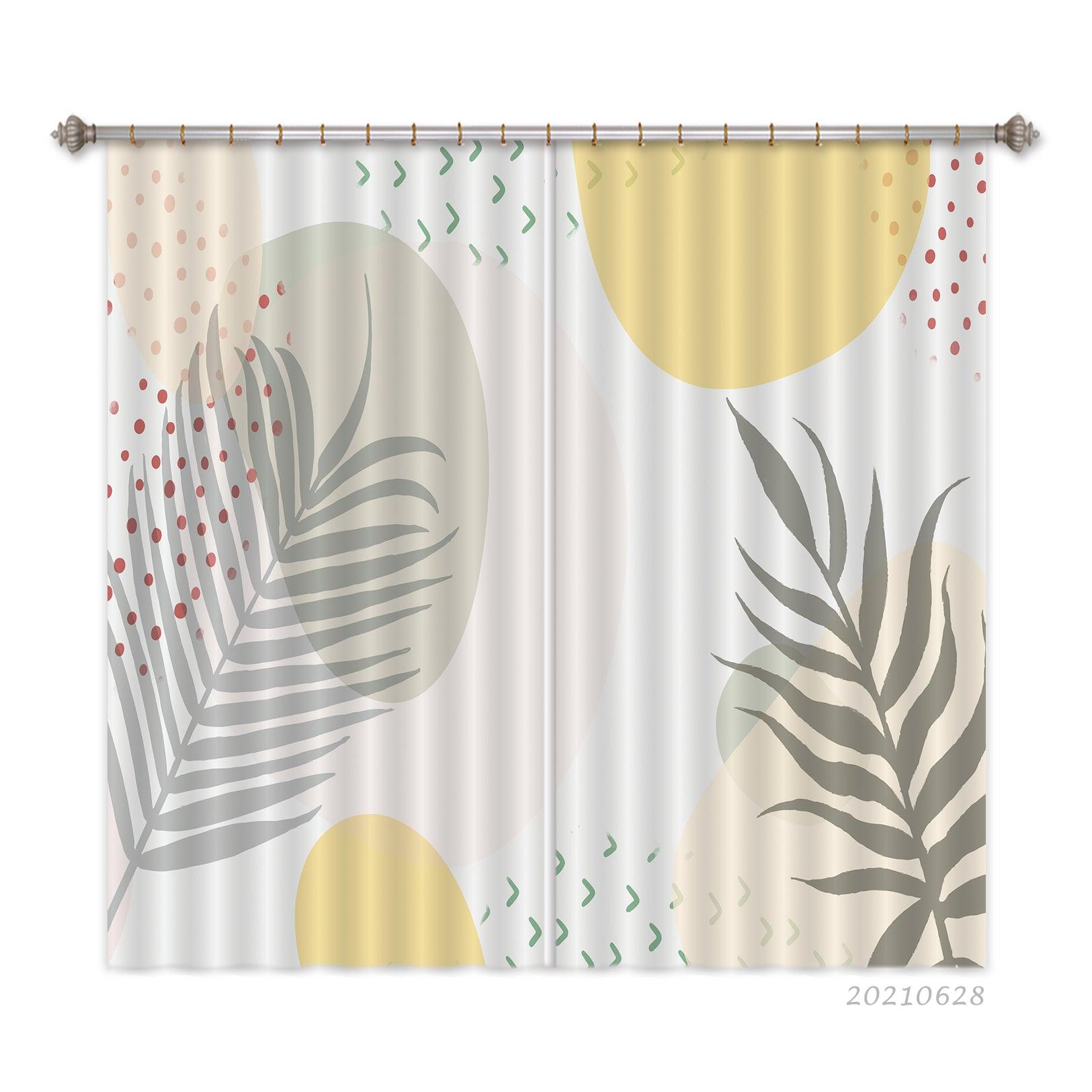 3D Abstract Leaf Pattern Curtains and Drapes LQH 4- Jess Art Decoration