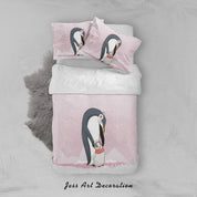 3D Pink Penguin Quilt Cover Set Bedding Set Duvet Cover Pillowcases SF67- Jess Art Decoration