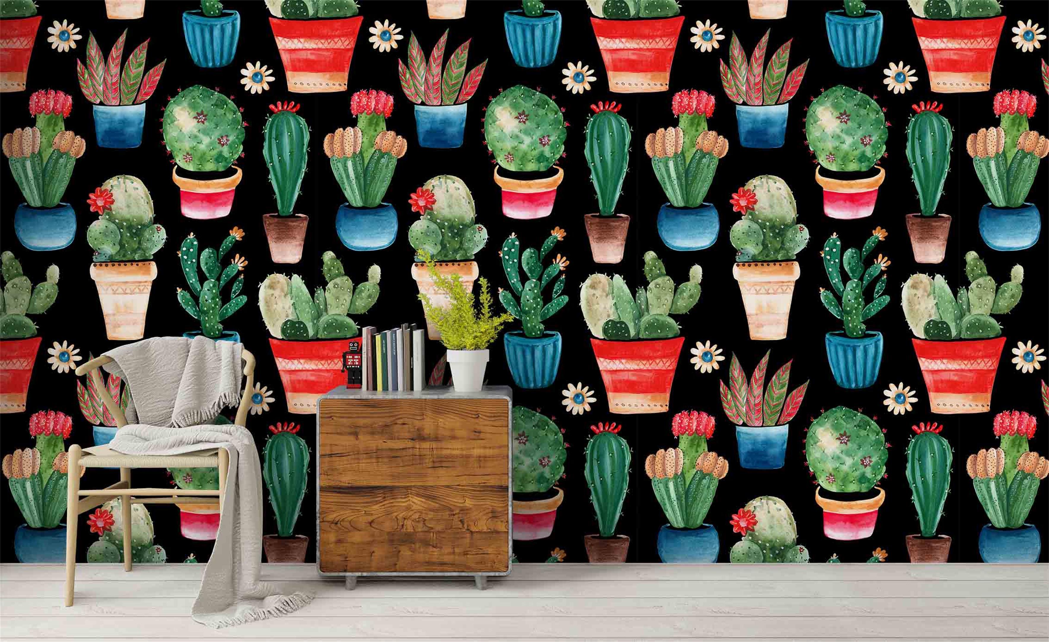 3D Hand Painted Cactus Wall Mural Wallpaper 40- Jess Art Decoration