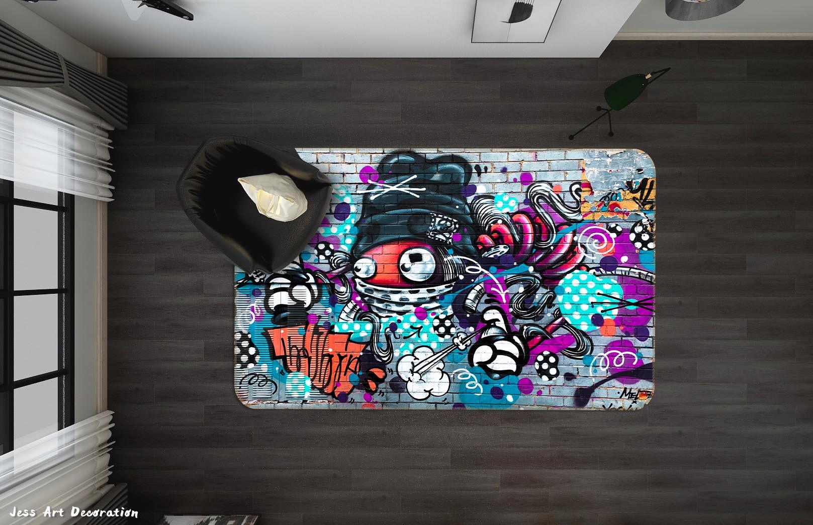 3D Abstract Color Art Graffiti Non-Slip Rug Mat A508 LQH- Jess Art Decoration