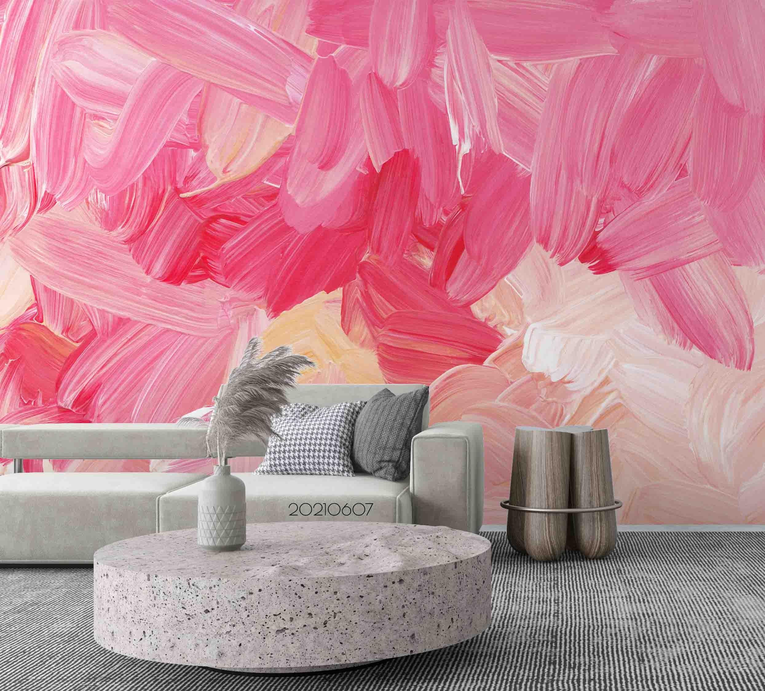 3D Abstract  Pastel Brush White Pink Wall Mural Wallpaper SWW607- Jess Art Decoration
