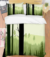3D Cartoon Green Pine Forest Quilt Cover Set Bedding Set Duvet Cover Pillowcases 19 LQH- Jess Art Decoration