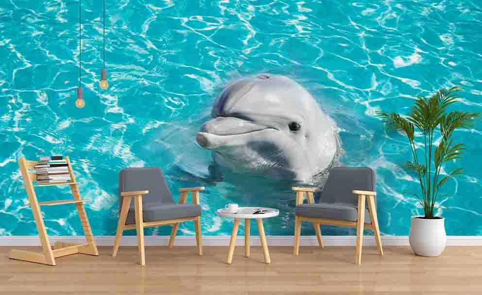3D Blue Ocean Dolphin Wall Mural Wallpaper 161- Jess Art Decoration