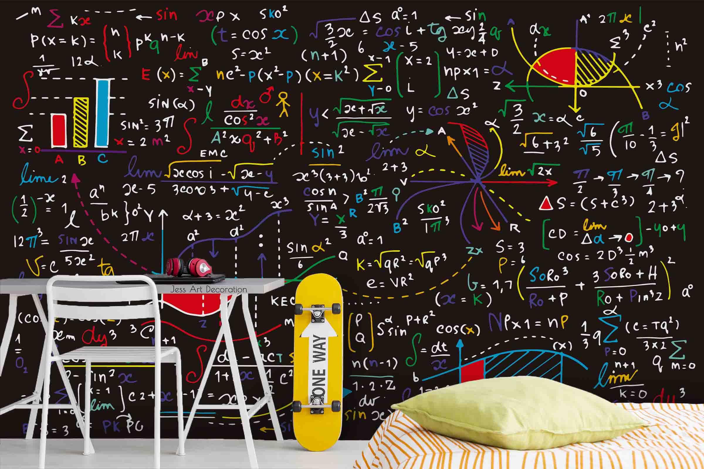 3D Math Formula Function Graph Calculation Pattern Wall Mural Wallpaper GD 2613- Jess Art Decoration