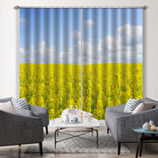 3D Yellow Canola Flower Curtains and Drapes GD 1686- Jess Art Decoration