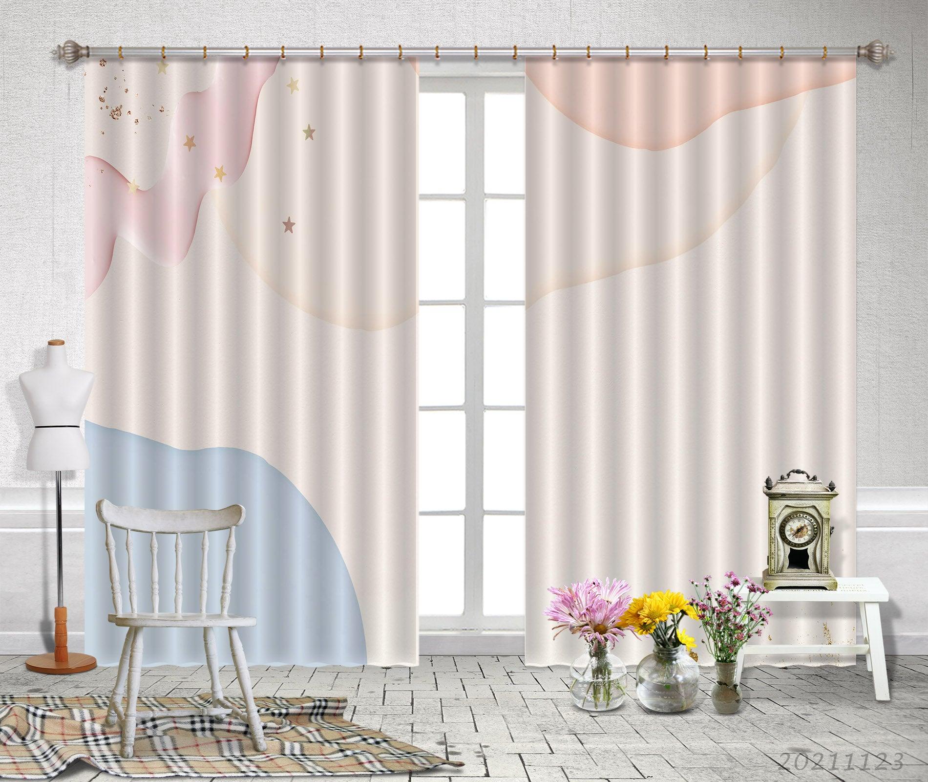 3D Abstract Color Geometry Curtains and Drapes LQH 2- Jess Art Decoration