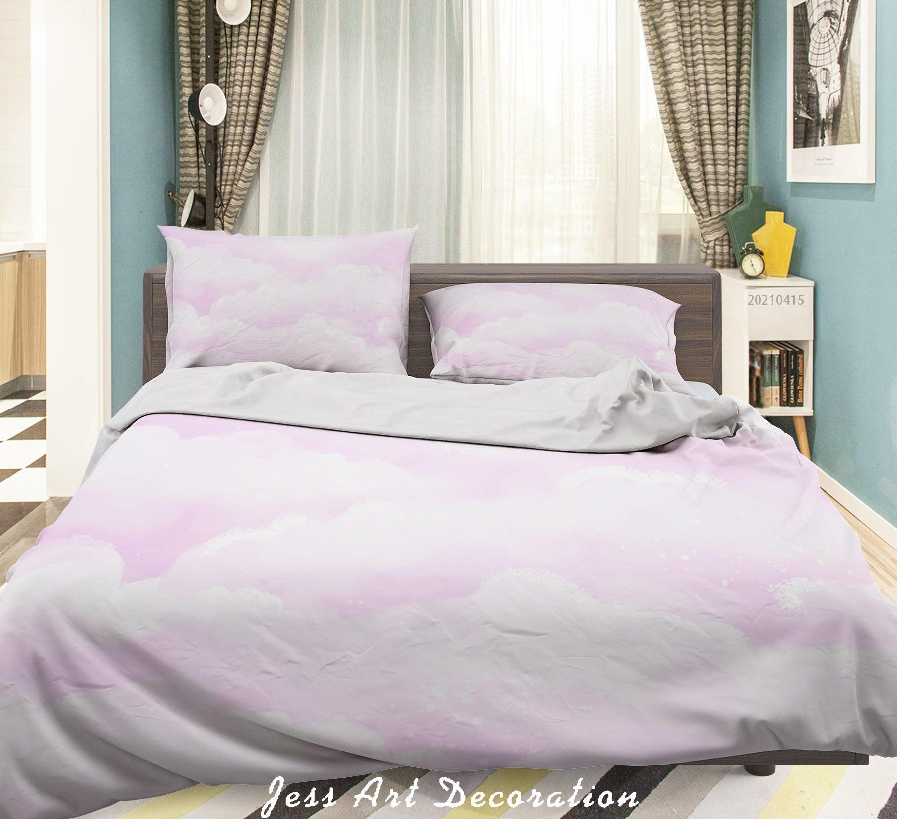 3D Watercolor Pink Cloud Quilt Cover Set Bedding Set Duvet Cover Pillowcases 115- Jess Art Decoration