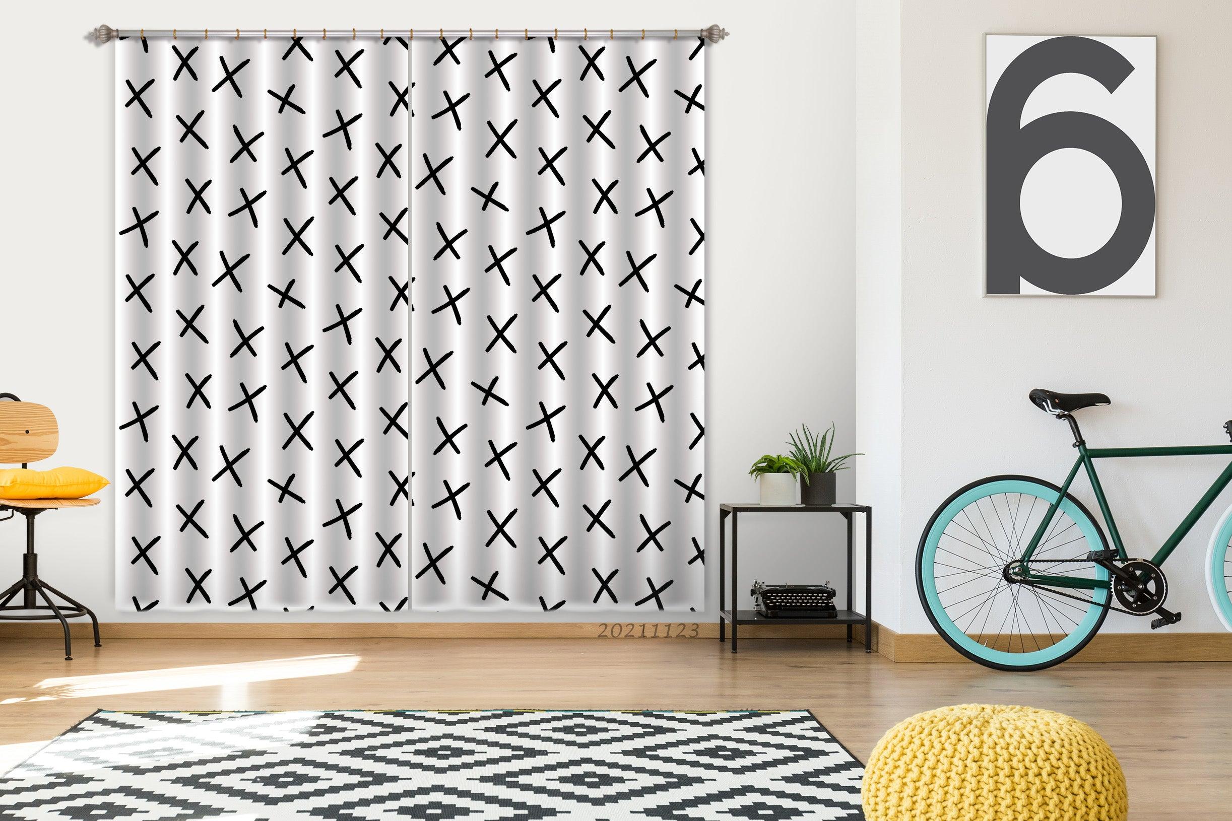 3D Abstract Black Geometric Graphic Curtains and Drapes LQH 28- Jess Art Decoration