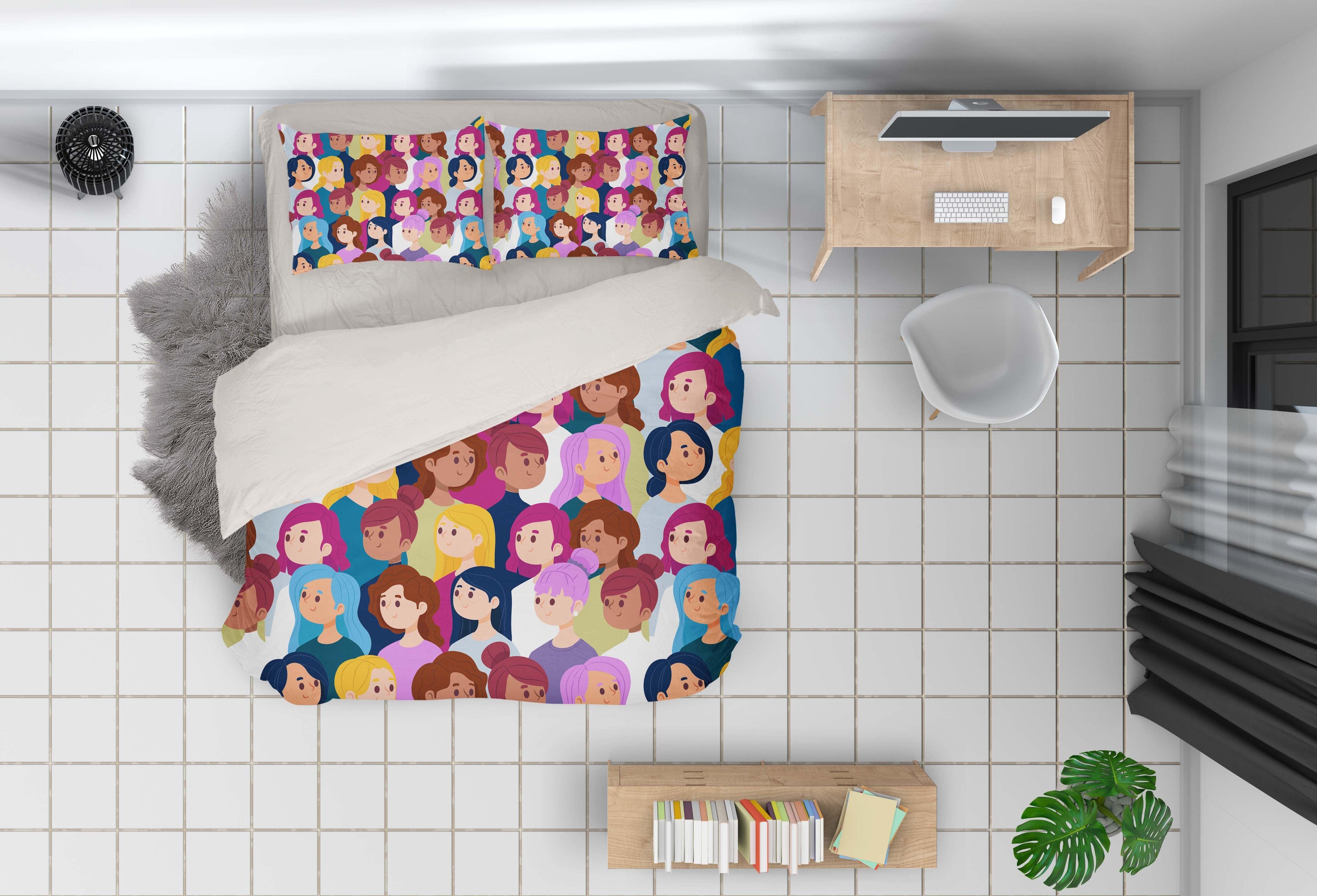 3D Cartoon Women Quilt Cover Set Bedding Set Pillowcases 70- Jess Art Decoration