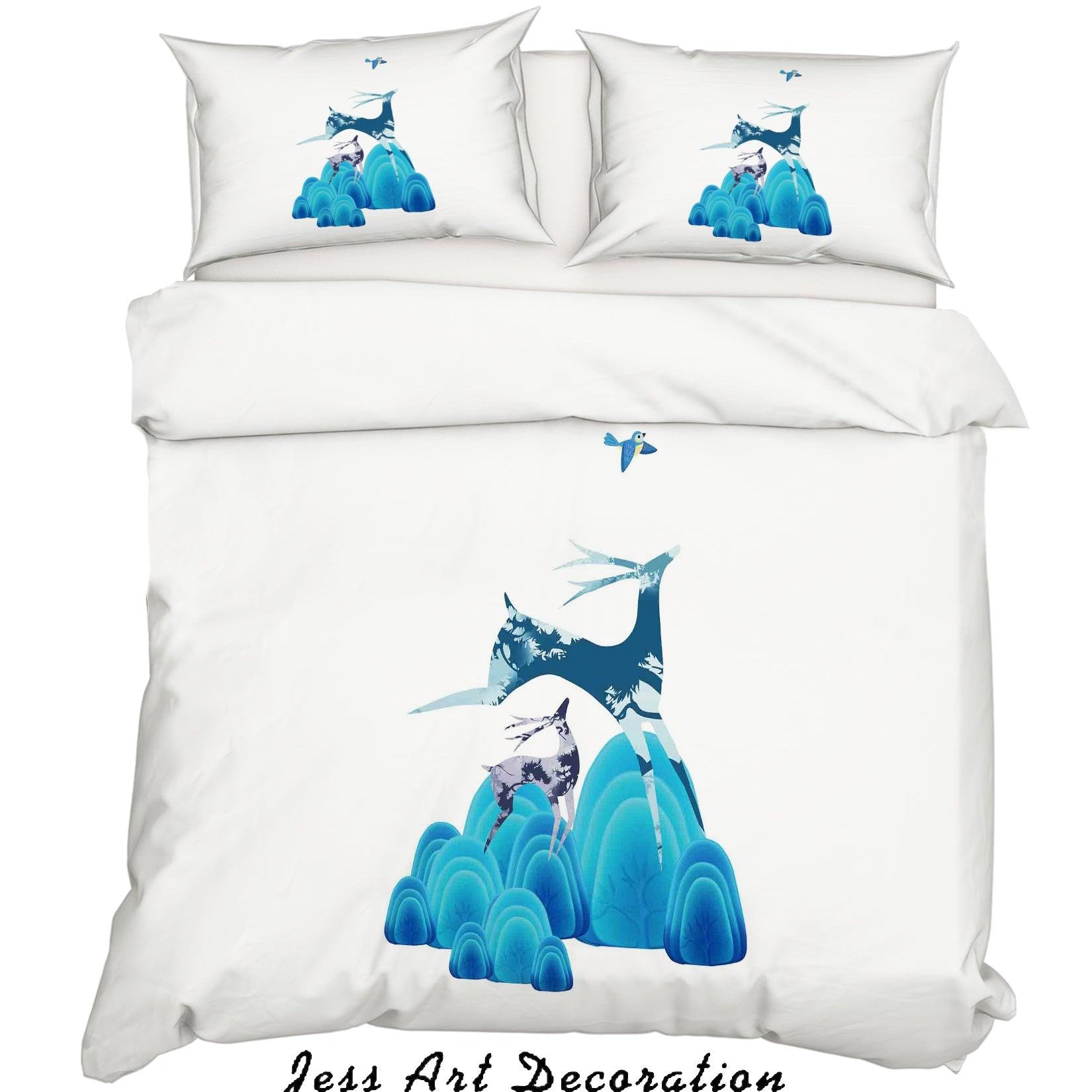 3D White Elk Mountains Quilt Cover Set Bedding Set Pillowcases 101- Jess Art Decoration