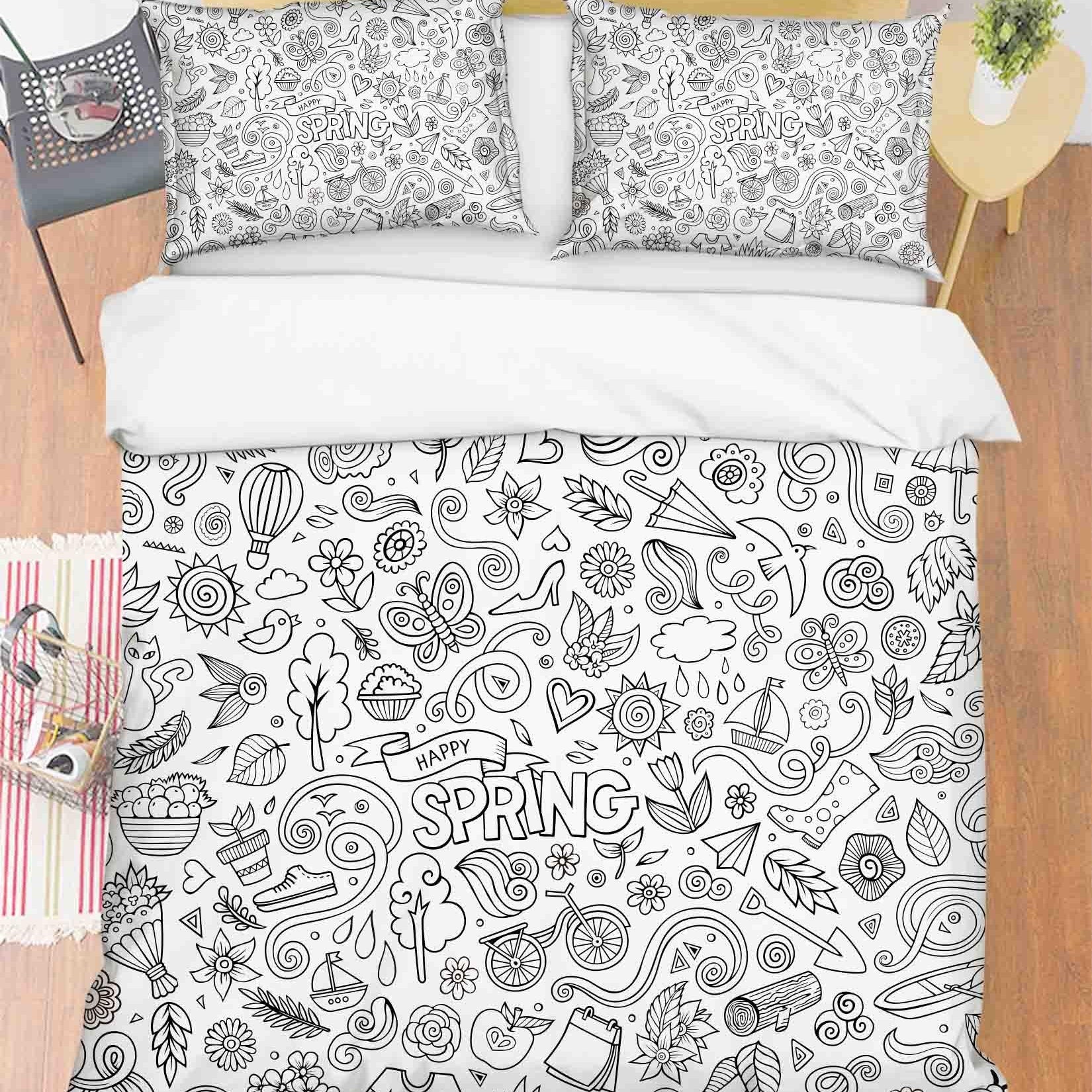3D Abstract Funny Illustration Doodle Quilt Cover Set Bedding Set Duvet Cover Pillowcases 12- Jess Art Decoration