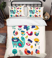 3D Hand Drawn Colorful Animals Quilt Cover Set Bedding Set Duvet Cover Pillowcases 135 LQH- Jess Art Decoration