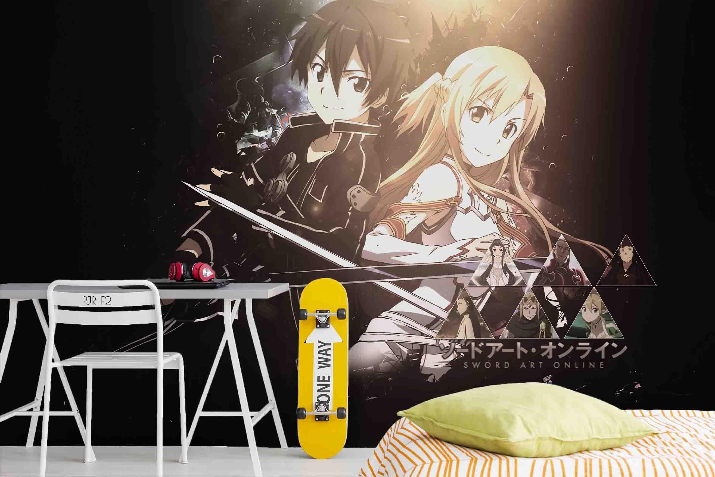 3D Sword Art Anime Duo sword art anime duo mural wall mural wallpaper for teen room