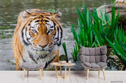 3D Lake Green Leaf Tiger Wall Mural Wallpaper LQH 660- Jess Art Decoration