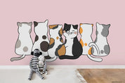 3D Cartoon Animal Cat Pink Wall Mural Wallpaper LQH 56- Jess Art Decoration