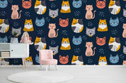 3D Colorful Smiley Cat Wall Mural Wallpaper LXL 28- Jess Art Decoration