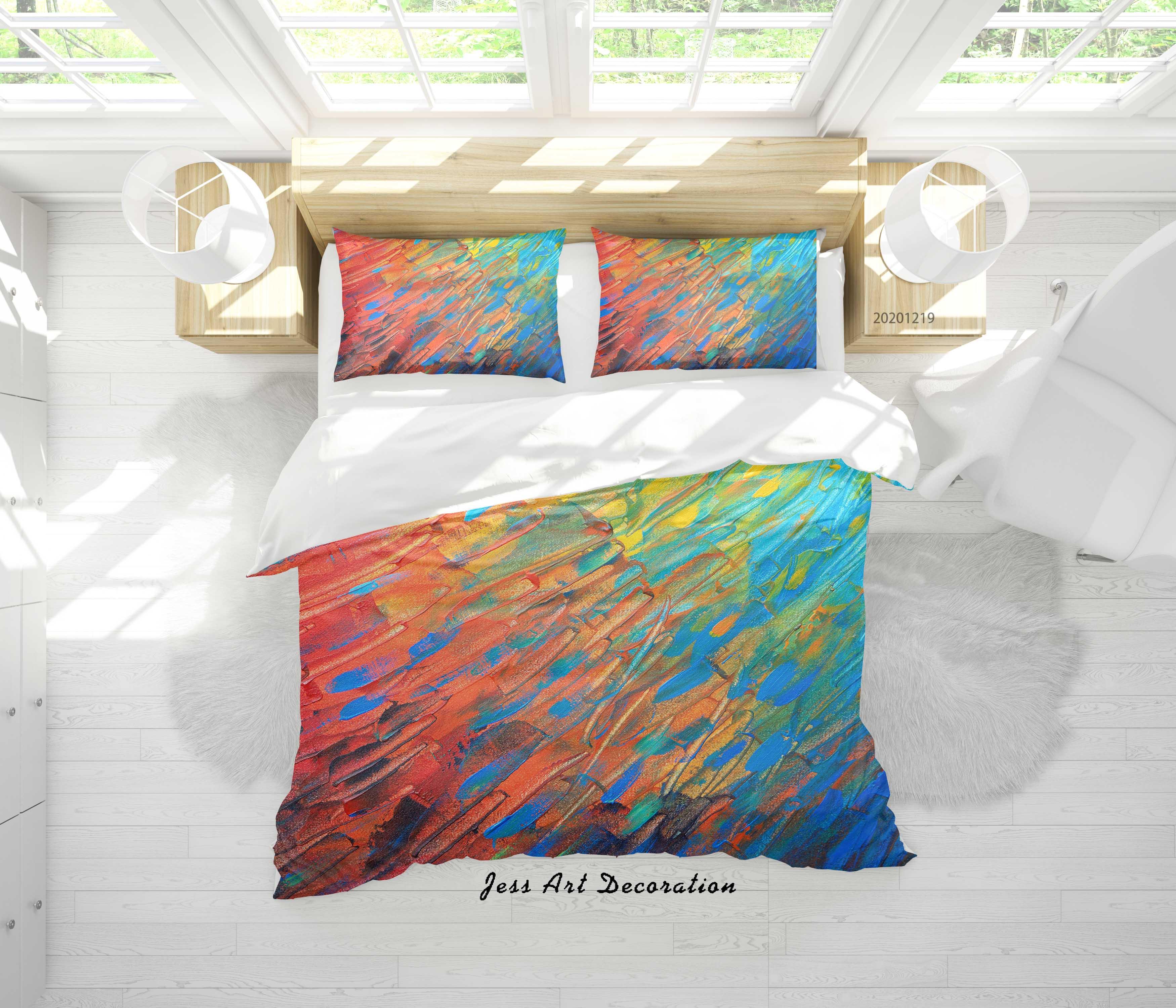 3D Abstract Color Oil Painting Quilt Cover Set Bedding Set Duvet Cover Pillowcases 69- Jess Art Decoration