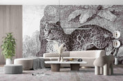 3D Sketch Leopard Rock Wall Mural Wallpaper SWW 53- Jess Art Decoration