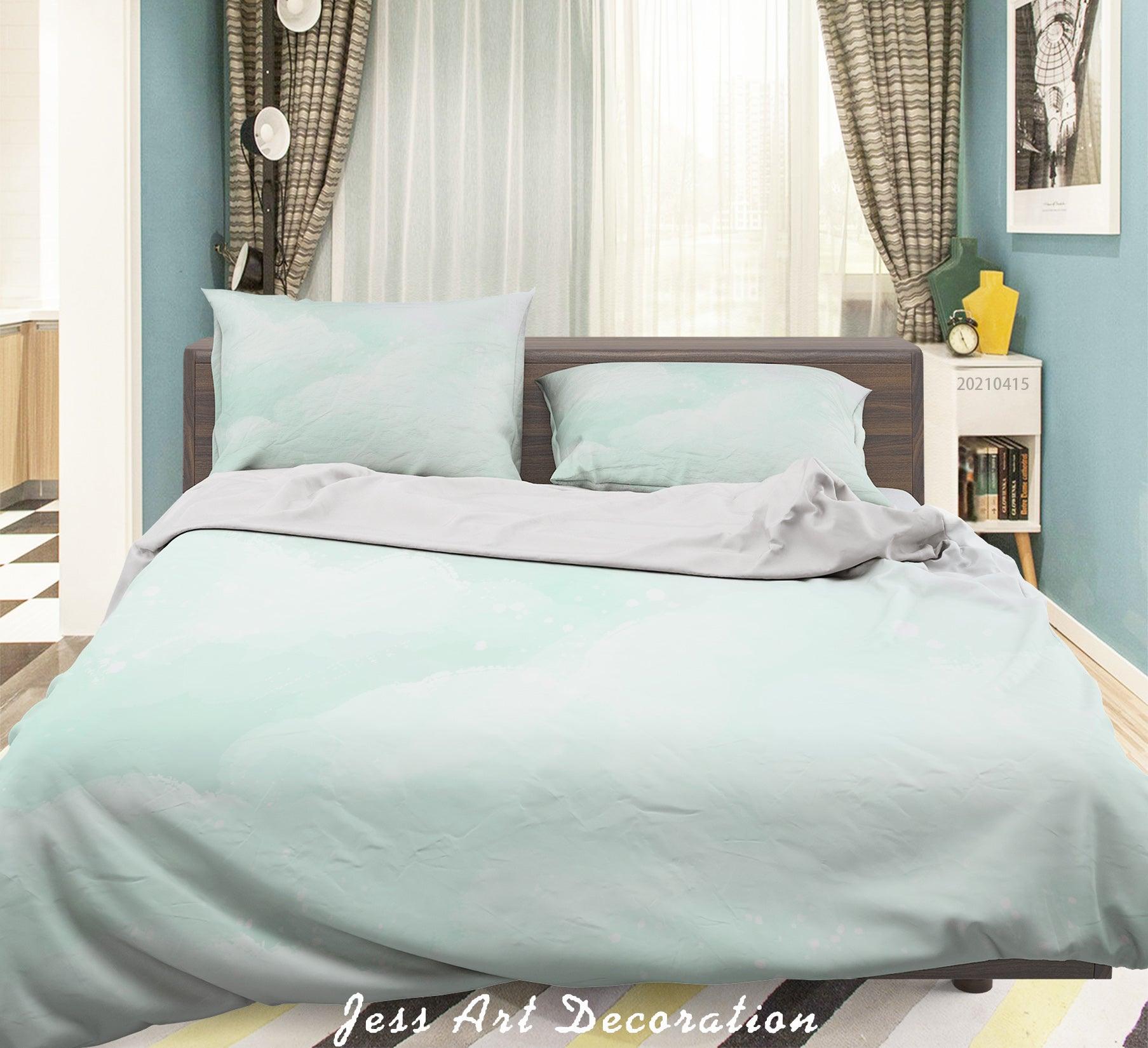 3D Watercolor Green Cloud Quilt Cover Set Bedding Set Duvet Cover Pillowcases 116- Jess Art Decoration