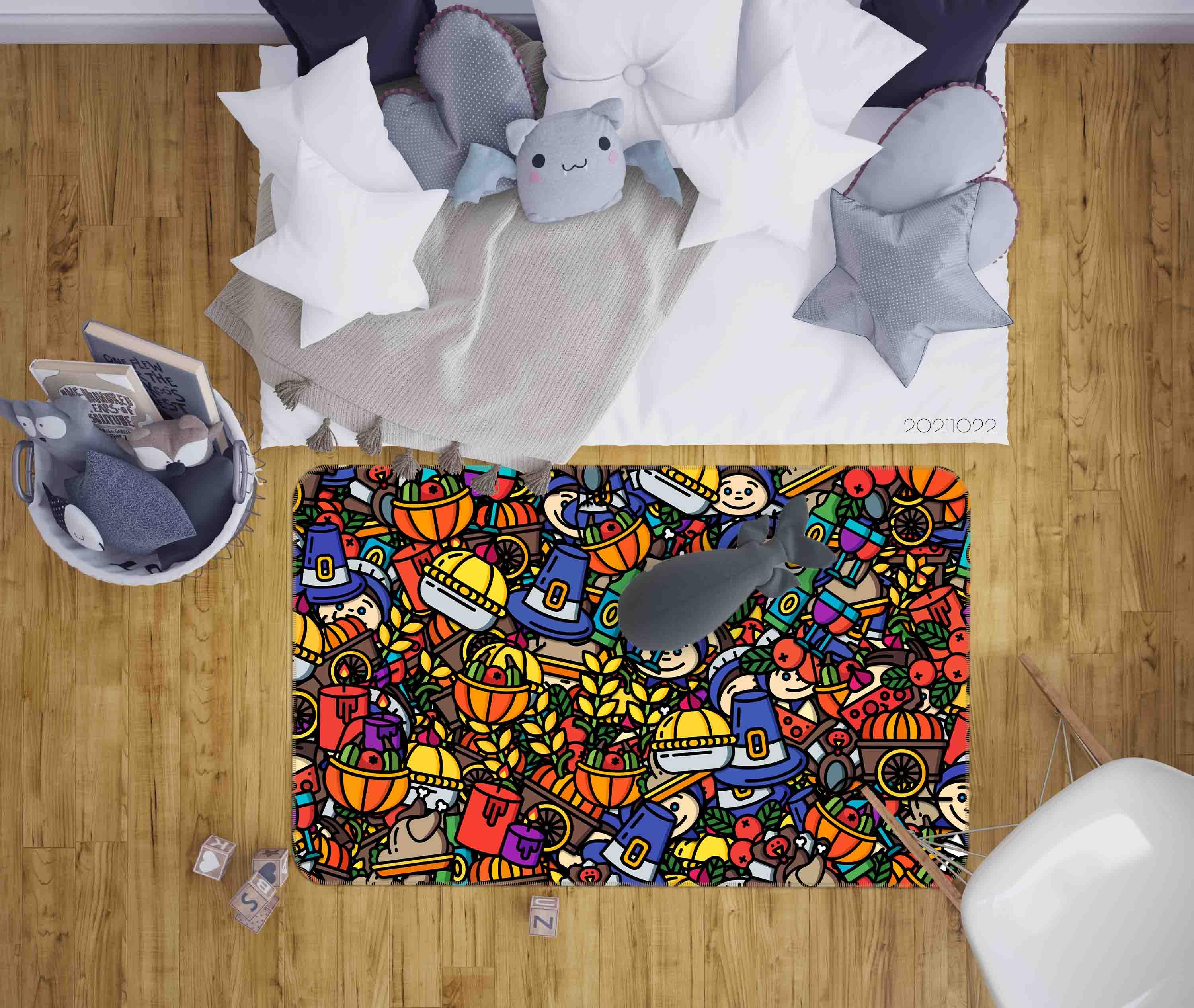 3D Abstract Color Illustration Doodle Non-Slip Rug Mat 139- Jess Art Decoration