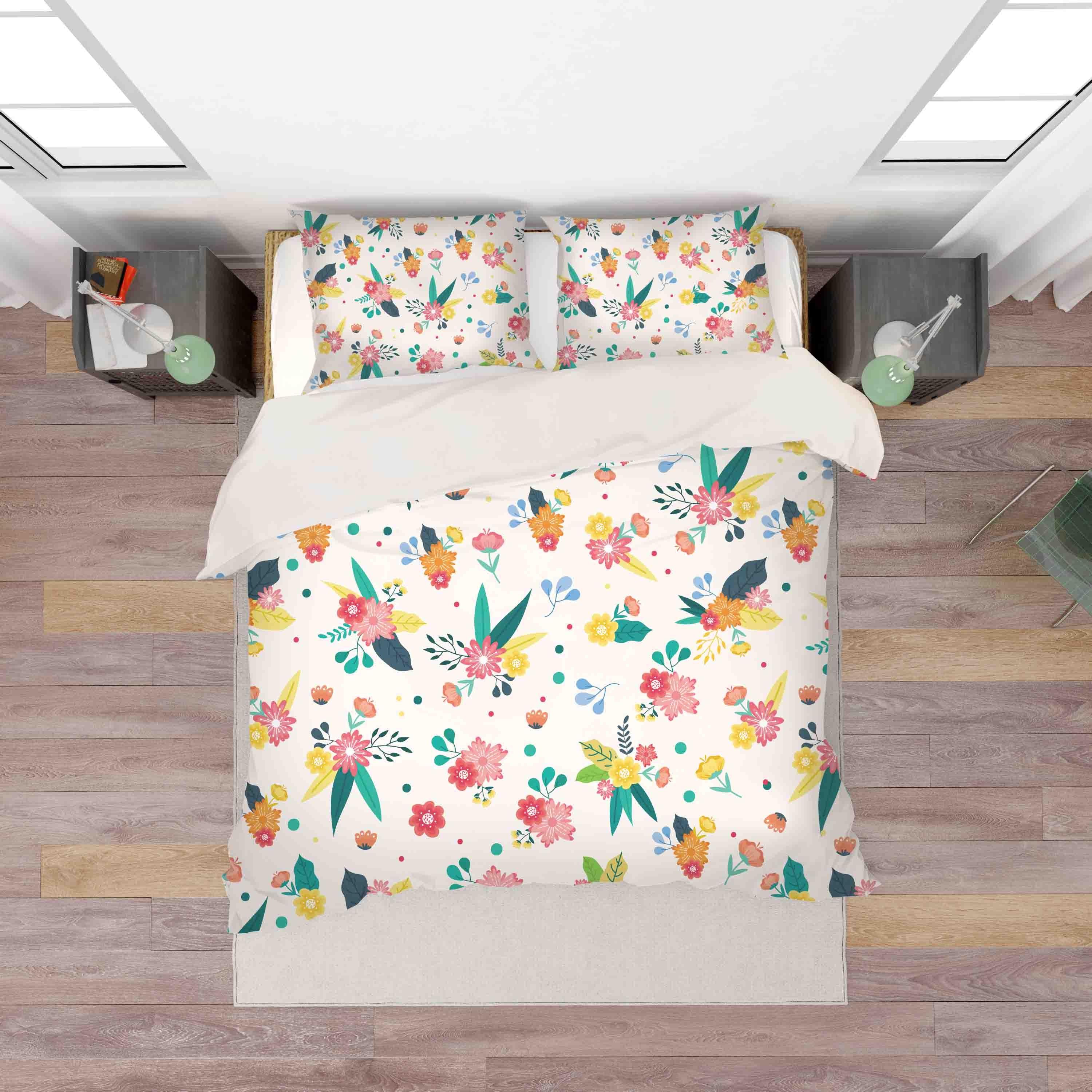 3D White Floral Quilt Cover Set Bedding Set Pillowcases 96- Jess Art Decoration