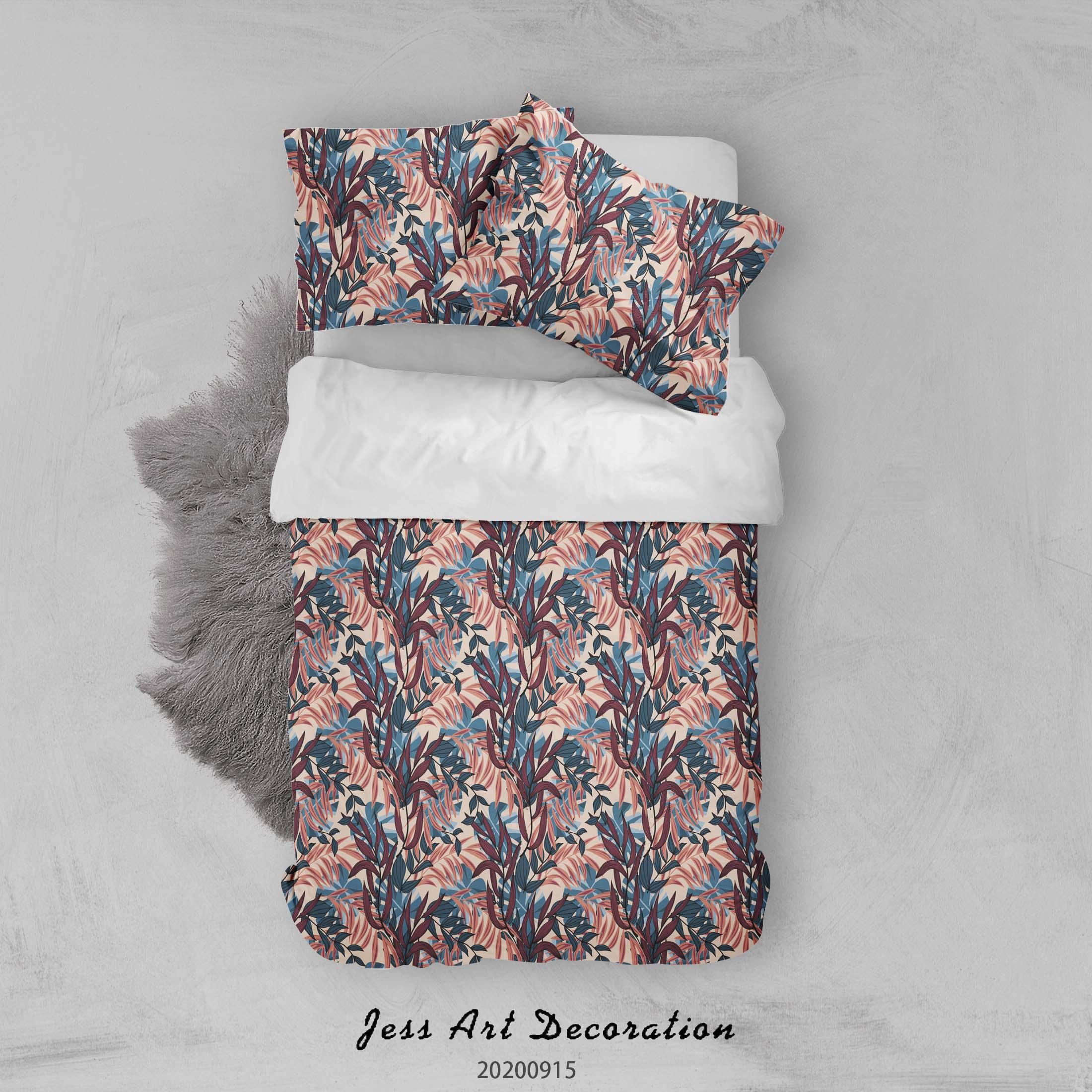 3D Plant Leaves Flower Pattern Quilt Cover Set Bedding Set Duvet Cover Pillowcases WJ 9117- Jess Art Decoration