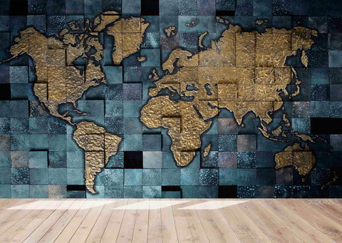 3D Abstract World Map Wall Mural Wallpaper LQH 228- Jess Art Decoration