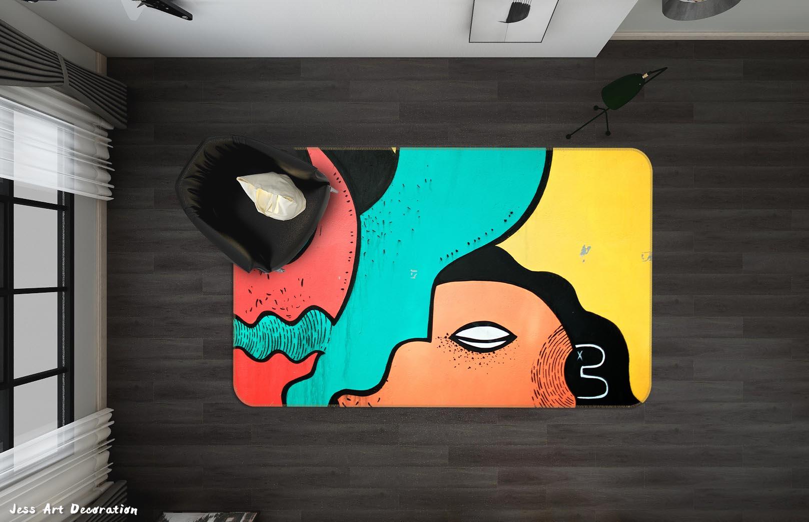 3D Abstract Color Graffiti Background Non-Slip Rug Mat A061 LQH- Jess Art Decoration