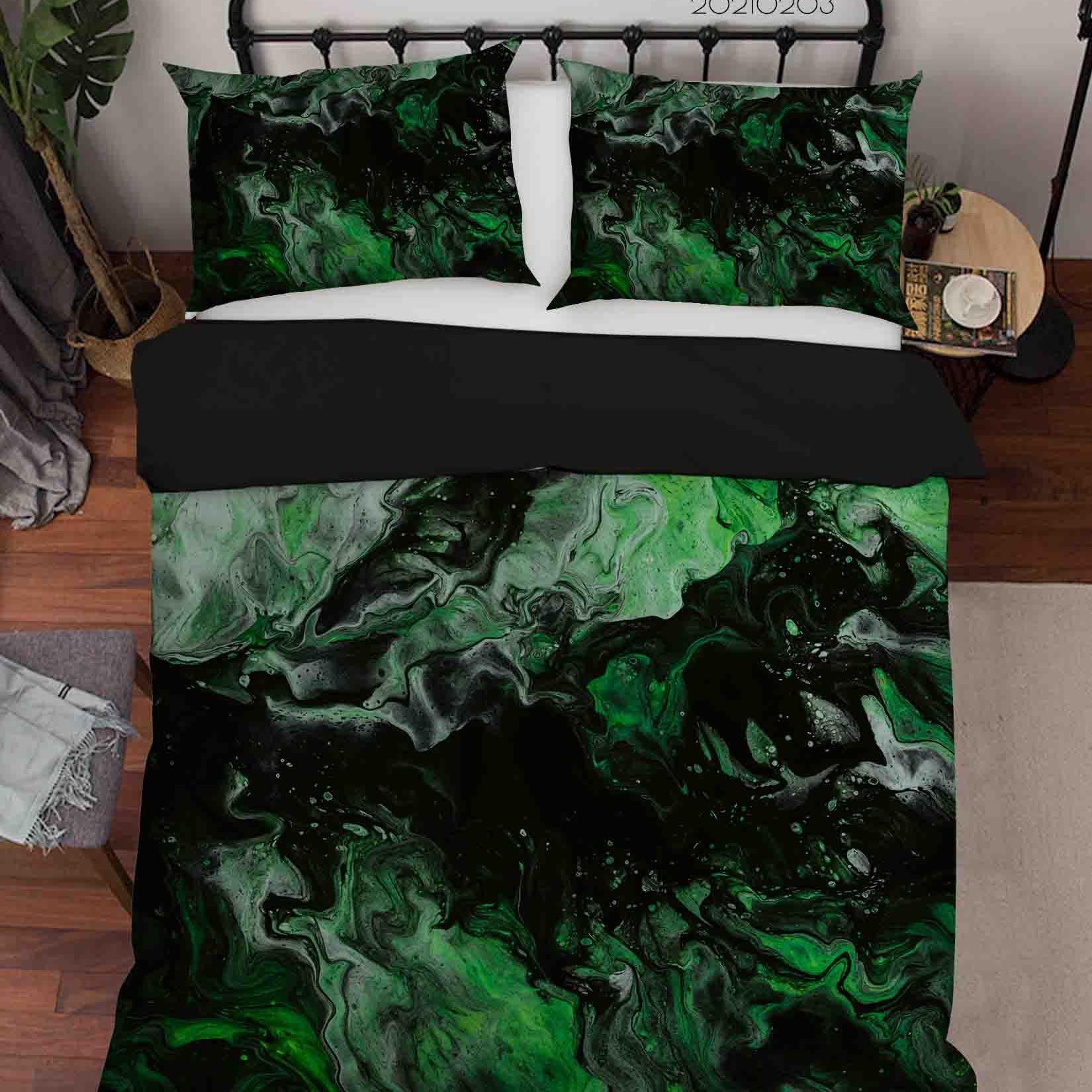 3D Abstract Green Marble Texture Quilt Cover Set Bedding Set Duvet Cover Pillowcases 51- Jess Art Decoration