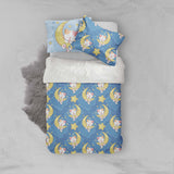 3D Blue Moon Star Cat Kitty Quilt Cover Set Bedding Set Pillowcases 75- Jess Art Decoration